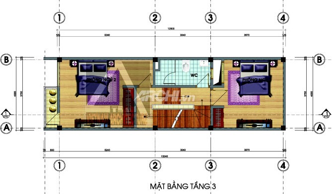 Archi - Thiết kế nhà lệch tầng hướng Tây Bắc, diện tích 4 x 12.5m